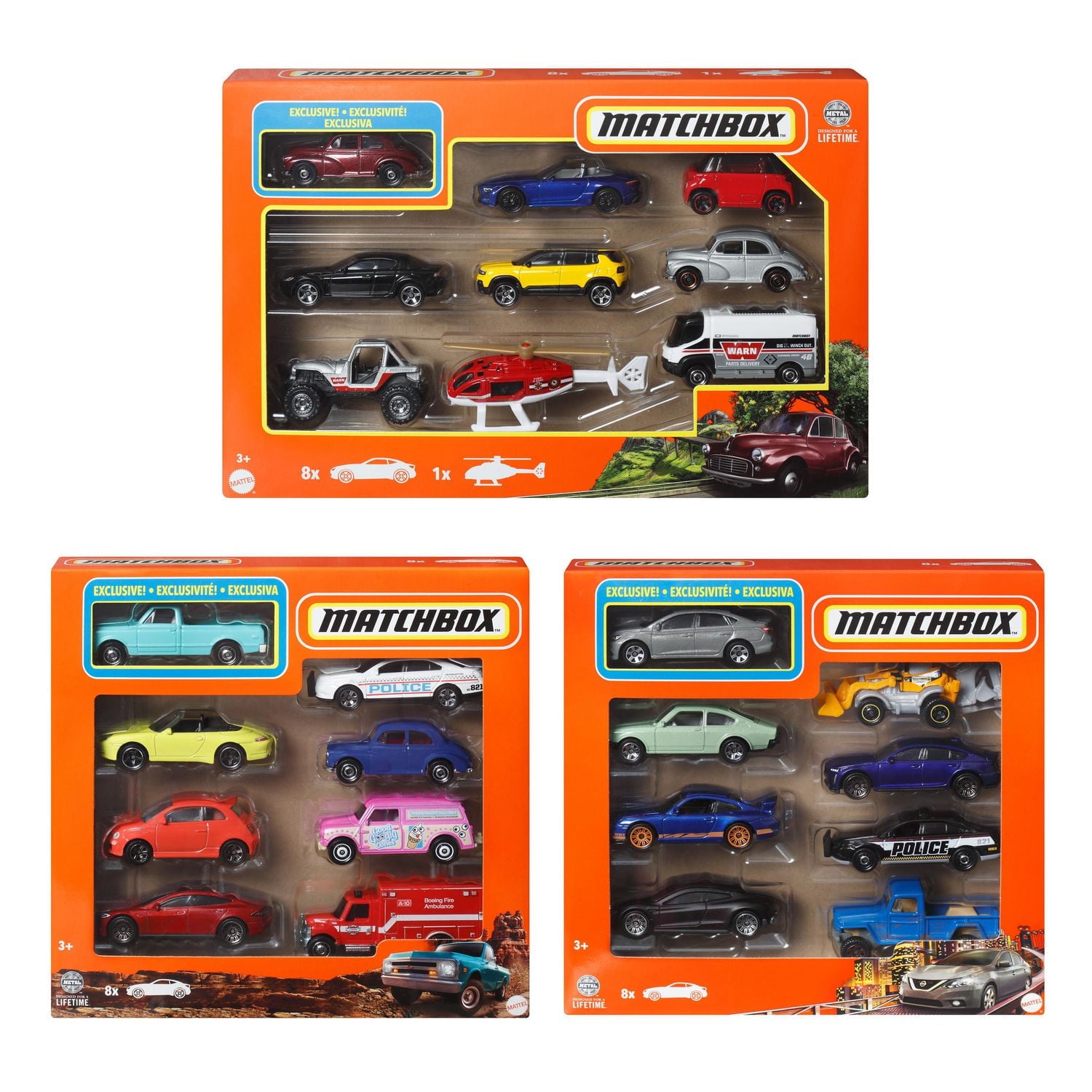 Matchbox 25-Pack 1:64 Vehicles (1x 9-Pack and 2x 8-Pack) (Styles