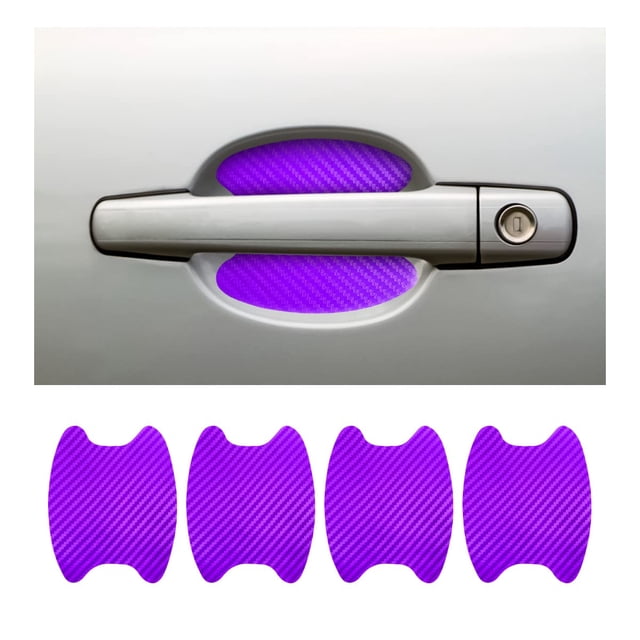 4PCS Car Door Handle Sticker, Carbon Fiber Anti-Scratches Car Door Cup Protector, Non-Marking Auto Door Handle Protective Film, Universal for Most Car Handles,Purple,90mm-100mm