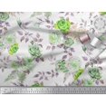 thumbnail image 2 of Soimoi Tissu Crêpe Polyester Vert Feuilles & Roses Imprimés de Tissu au Mètre 42 Pouces de Large, 2 of 3
