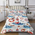 thumbnail image 1 of Erosebridal Nautical Coverlet Set Twin, Anchor Compass Bedding Set, Lighthouse Room Decor, 2pcs, 1 of 5