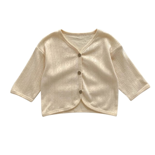 Besolor Baby Girls Cardigans Kids Casual V Neck Button Front Hollow out Long Sleeve Jacket Tops Fall Clothes