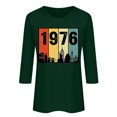 thumbnail image 2 of Uootdi Hauts pour Femmes Manches 3/4 Col Ras du Cou 1976 Imprimé Arc-en-Ciel Rétro Coupe Décontractée T-Shirts Nostalgiques pour Escapade d'Été Cadeau, 2 of 4