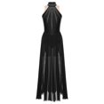 thumbnail image 3 of iefiel Robe de Danse Lyrique pour Femmes Sans Manches avec Strass Scintillants Fendue Robe Maxi Tenue de Danse de Salon Noir m, 3 of 5