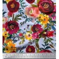 thumbnail image 1 of Soimoi Green polyester Crepe Fabric Leaves & Pink Floral Print Fabric by Yard 52 Inch Wide, 1 of 1