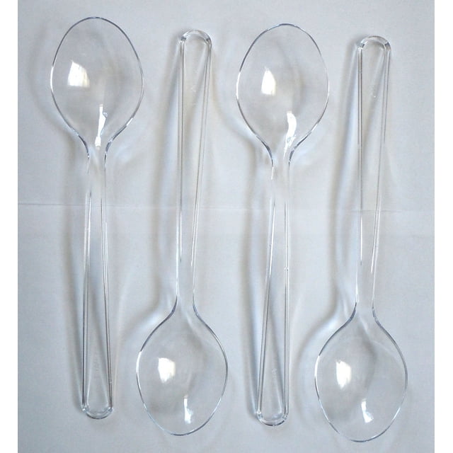 Ensemble de 24 - 10 Cuillères de Service en Plastique Transparent pour Événements Réutilisables Ou Jetables
