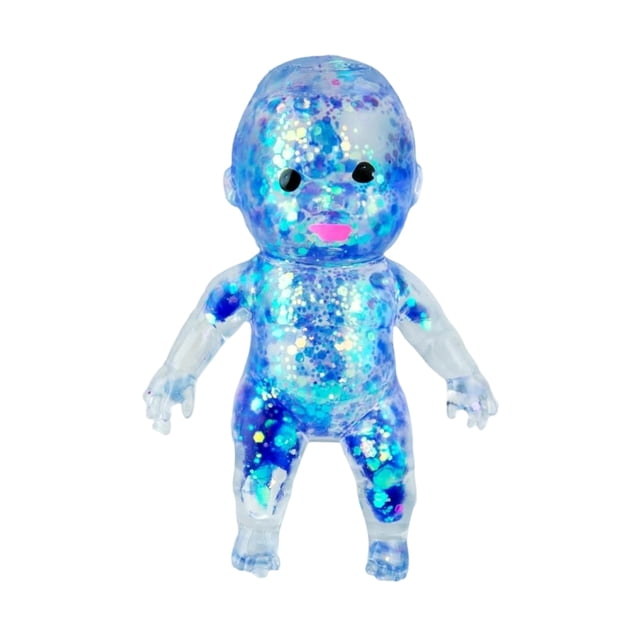 Stretchy Squeeze Ball, Soft Stress Ball, Squishy Figure Ball, Glitter Filled Squishy Do-Ll Stress Relief Toy, Slow Rising Stretchy Squeeze Fidget Toy for Anxiety Relief, Blue