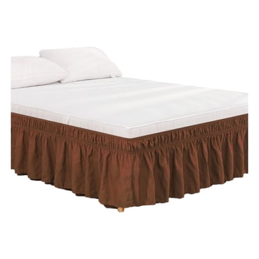 Solid Color Elastic Bed Skirt, Xinsrenus Elastic Embedded Bed Skirt, Soft Breathable Non-Slip Fitted Bed Base Cover for Twin Full Queen King Size