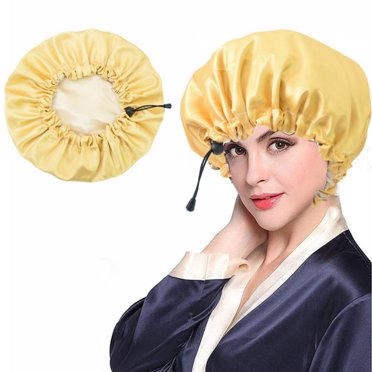 Satin Bonnet Sleep Bonnet Cap - Extra Large Double Layer Reversible Adjustable Satin Cap for Sleeping Hair Silk Bonnet