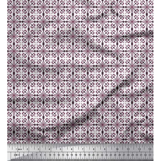 Soimoi Silk Fabric Geometric Small Decor Fabric Printed Yard 42 Inch Wide