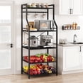 thumbnail image 1 of Rustic Microwave Stand, 5-Tier Storage Rack with Adjustable Feet and Anti-Tip Kit, Engineered Wood, Rustic Gray/Rustic Black, 1 of 9
