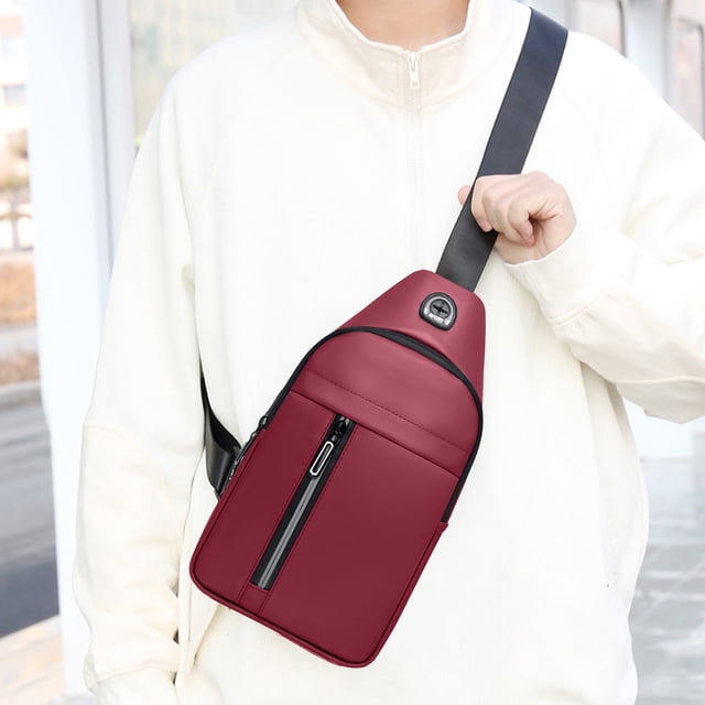 Zenithome Sac à Bandoulière Compact pour Hommes et Femmes, Sac de Poitrine et d'Épaule à Sangle Ajustable, Sac de Jour Léger de Voyage avec Port pour Écouteurs, Convient à la Tablette et aux Essentiels
