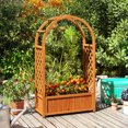 thumbnail image 4 of Costway 2 PCS Raised Garden Bed Wooden Elevated Planter Box with Lattice Trellis & Ached Roof, 4 of 10