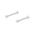 thumbnail image 1 of Pair of Nipple Rings 14K Solid White Gold Piercing Barbells 14g, 1 of 1