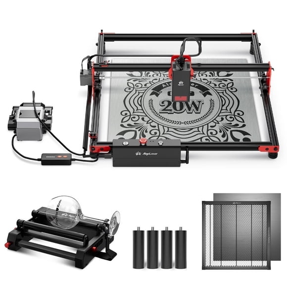 AlgoLa/ser DIY KIT 20W La/ser Engraver with Air Assist Pump, Honeycomb Panel and Rotary, App Control 12000mm/min Speed, High Accuracy La/ser Engraving and Cutting Machine for DIY Wood and Metal
