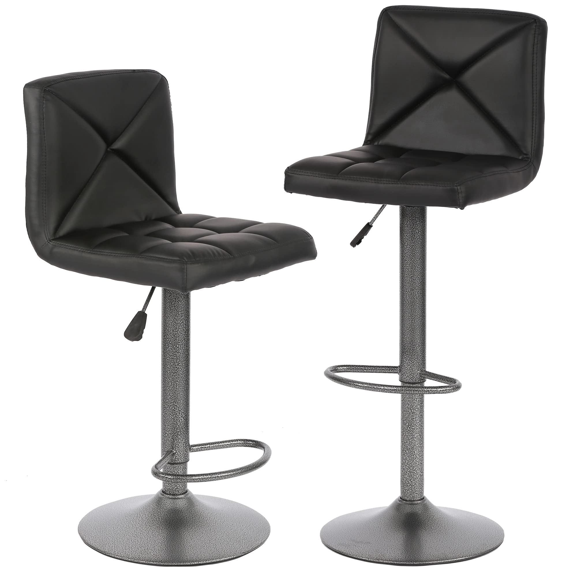 Tabourets de Bar Ensemble de 2 Tabourets Pivotants Hauteur Comptoir Cuir PU Modernes Hauteur Réglable Tabourets de Bar Pivotants Chaise Hydraulique Tabourets de Bar