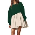 thumbnail image 1 of Womens Oversized Sweatshirt Dress Long Flowy Patchwork Pullover Tops Cute Drop Shoulder Sweatshirts Fall Long Sleeve Mini Dress Teen Girls Crewneck Solid Tunic Pleated Loose Clothing Beig, 1 of 4