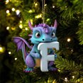 thumbnail image 1 of Fridja Personalized Dinosaur Christmas Ornament 26 Letters Hanging Pendant Ornaments 2024 Plastic Initial Monogram Xmas Tree Decorations with Hanging Rope Unique Customized Fun Gift for Kids (F), 1 of 4