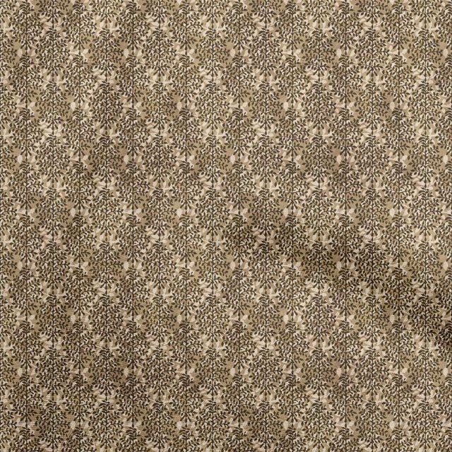 oneOone Silk Tabby Brown Fabric Asian Dabu Print Sewing Material Print Fabric By The Yard 42 Inch Wide