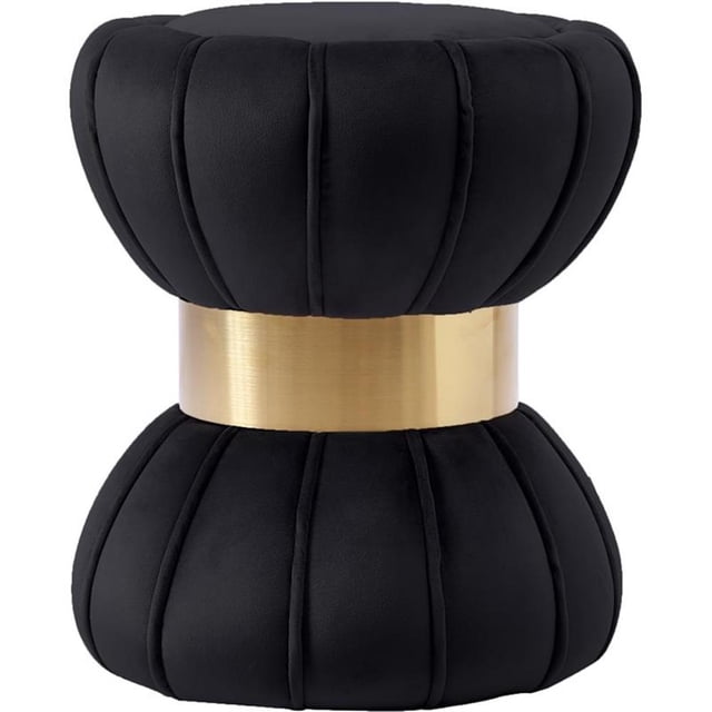 Meridian Furniture Vino Contemporary Velvet Ottoman, Black