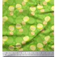 thumbnail image 1 of Soimoi Green Velvet Fabric Lemon Slice Vegetable Print Fabric by the Yard 58 Inch Wide, 1 of 1