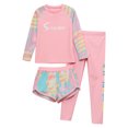 thumbnail image 3 of Doomiva Girls Long Sleeve Rash Tops with Swim Shorts Pants Bathing Suit UPF 50+ Rash Guard Swimsuit Pink 2-3, 3 of 5