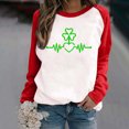 thumbnail image 2 of CEHVOM Women's Spring Patchwork St. Patrick's Day Printed Long Sleeves Round Neck Casual Tee Tops, 2 of 4
