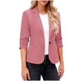 thumbnail image 1 of Timegard Formal Jackets for Women 3/4 Sleeve Ruched Solid Color Work Business Casual Blazer Suit Jackets, 1 of 8