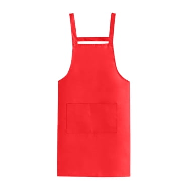 Maplenight Tabliers à Bavette avec Poches Grande Taille Polyester Imperméable Confortable Cuisine Cuisson Restaurant BBQ Peinture Artisanat Tablier pour Hommes Femmes Rouge