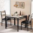 thumbnail image 3 of GloryStar Dining Table Set for 2, Dining Table with 2 Upholstered Chairs, Wood 3-Piece Kitchen Dining Room Table Set with Corner Protector for Small Space, Kitchen, Apartment, 3 of 7