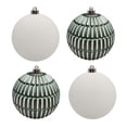 thumbnail image 1 of Holiday Time 4-Count Green and White Shatterproof Textured Christmas Ornaments, 150MM, 1 of 4