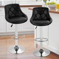 thumbnail image 1 of Modern Bar Stools Set of 2 Counter Height Adjustable Bar Chairs with Back and Chrome Base PU Leather Barstools Island Chairs for Kitchen Living Room Pub Swivel Bar Stools (Black), 1 of 7