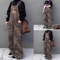 thumbnail image 2 of Kcodviy Combinaison Rétro de Style Urbain pour Femme, Imprimé Léopard, Salopette à Poches, Combinaison Sans Bretelles pour Femmes, Coupe Ample Décontractée, Col Roulé Grand pour Femme, Manches Longues, Pantalon à Jambe pour le Printemps/l'automne, 2 of 9