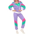 thumbnail image 1 of Fortune 90s Hip Hop Tracksuit, Patchwork Long Sleeve Coat Long Pants for Women, 1 of 6
