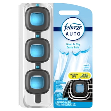 Febreze AUTO Air Freshener Vent Clip Linen & Sky, 2ml Car Vent Clip, Pack of 3