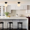 thumbnail image 3 of KCO Lighting Mid Century Modern Ceiling Light, Milk Glass Flush Mount Ceiling Light, Farmhouse Black Ceiling Light, 3 of 8