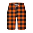 thumbnail image 3 of Diufon Men's Casual Shorts Spring Summer Wide Leg Loose Plaid Printed Elastic Waisted Drawstring Sport Shorts, 3 of 4