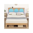 thumbnail image 1 of Bingirl Full-Size Bed Frame by Rattan Queen: Featuring LED Light, Storage Headboard, No Box Spring Needed, Easy Assembly, Noise-Free, Ideal for Home Decor, 1 of 10