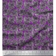 thumbnail image 1 of Soimoi Poly Georgette Fabric Leaves & Floral Block Printed Fabric 1 Yard 42 Inch Wide, 1 of 3