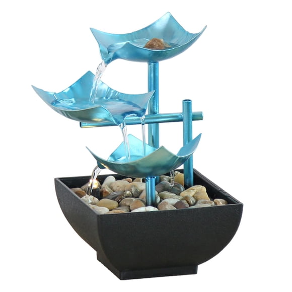 Siruishop Fontaine d'Eau à Étages Eau Courante Décorative avec Lumières DEL Méditation Waterf