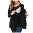 thumbnail image 1 of Hauts de Maternité à Manches Longues Femmes à Manches Longues T-Shirt d'Allaitement à Double Couche pour l'Allaitement Hauts pour Femmes à Manches Longues Femmes Hauts à Manches Longues Hauts de Maternité d'Allaitement, 1 of 9