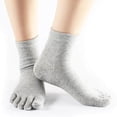 thumbnail image 3 of serony 1Pair Comfy Five Toe Socks Cotton High Crew Sock Athletic Solid Socks Grey, 3 of 7