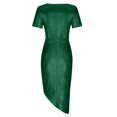 thumbnail image 4 of Mrat Robe à Paillettes pour Femmes Robe Midi Tendance Robe Douce avec Fente Latérale Robe à Manches Courtes Robes de Soirée S-105 Vert G, 4 of 5