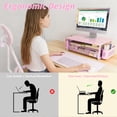 thumbnail image 2 of MEHOOM Desk Organizers and Accessories, 2-Tier Computer Monitor Stand Riser with Drawer and 2 Pen Holders, Laptop Stand, Office Desk Accessories for Office Supplies, Pink, 2 of 6