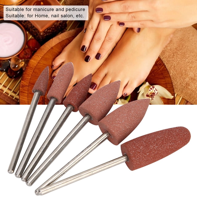 Electric Nail File Replacement Heads, 6pcs Nail Drill Bit Nail Bits For Nail Drill Cuticle Bit For Nail Drill Nail Art Drill Manicure Grinding Head Nail Polishing Bits Accessory