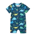thumbnail image 1 of Hiiyo Toddler Boys Zipper One-Piece Swimsuit Cartoon Dinosaur Rash Guard, 1 of 6