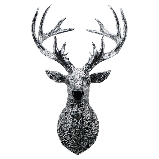 Statue Figurines de Bois de Cerf Tête de Cerf 3D Sculpture Murale Cerf Animal Résine