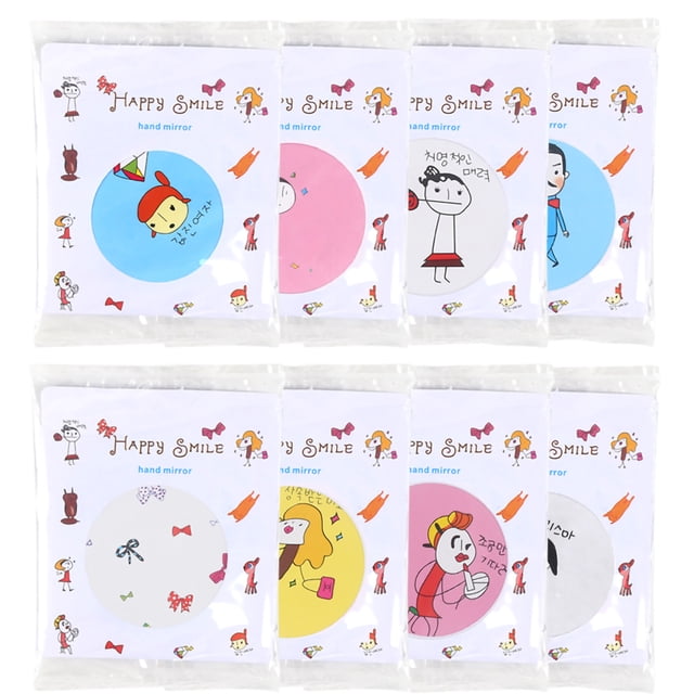Miroir Cosmétique Compact Dessin Animé Mini Rond Portable Miroir de Meuble-Lavabo pour Anniversaires Noël Mariages Motif Sac en Papier