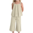 thumbnail image 2 of Qtocio Ensemble 2 Pcs pour Filles, Débardeur Sans Manches à Encolure Ras du Cou et Pantalon Grand, Mode Décontractée Été, 2 of 5
