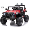 thumbnail image 1 of VOLTZ TOYS Jeep with Angry Face Grill 12V Kids Ride On Car Toy with Open Doors, Realistic Lights and Remote Control - Red, 1 of 6