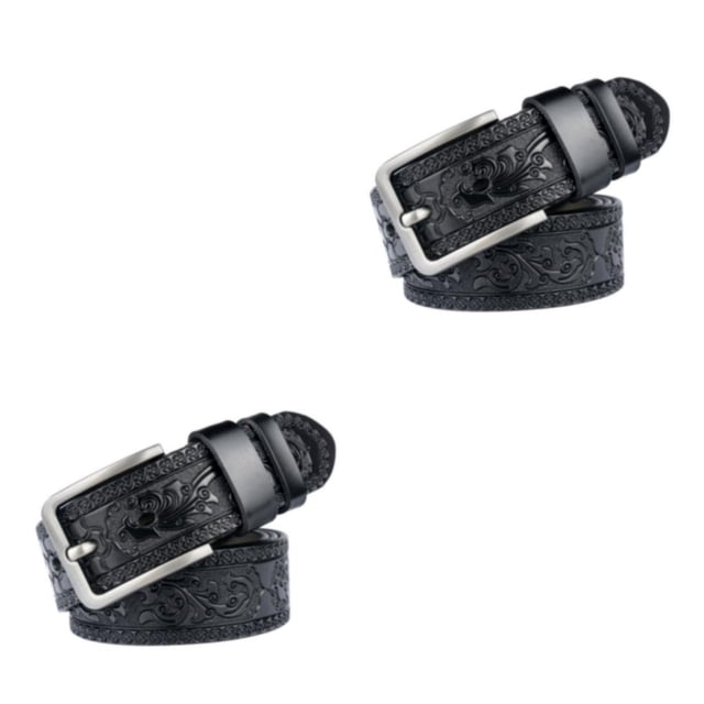relayinert Classy And Durable PU Belt For Men Wear-resistant And Fine Workmanship Coffee Black 120cm 2Set